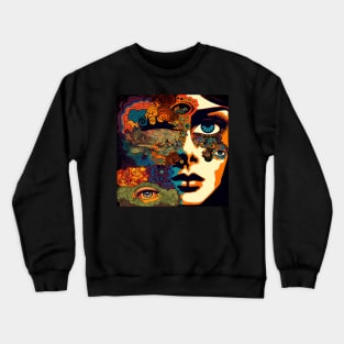 Psychodelic Half Face With Random Eyes Crewneck Sweatshirt